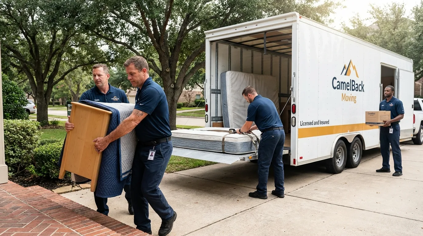 Crew loading residential truck for cross-state move from Selma, NC